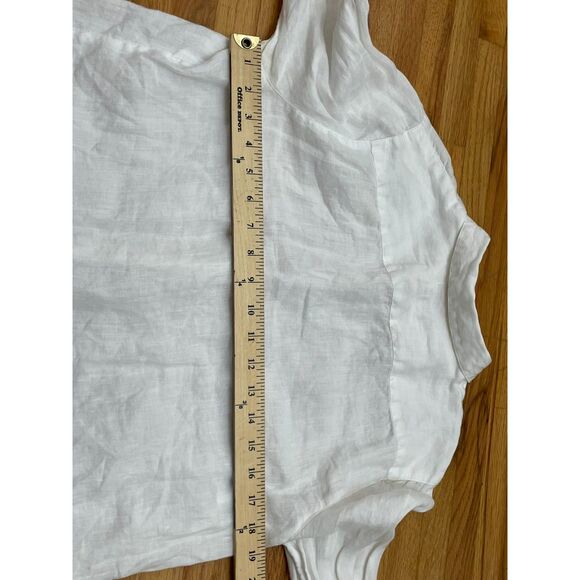 J. Jill Love Linen Essential Women's Shirt Button Up Long Sleeve Beach M White - Picture 3 of 9